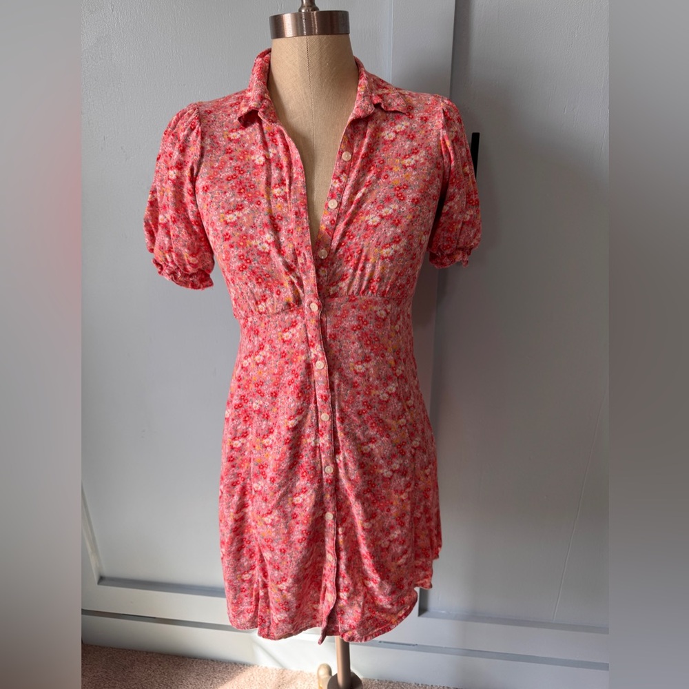 American Eagle Outfitters Pink and Yellow Floral Top